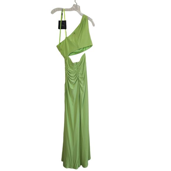 NWT MAC DUGGAL Green ONE SHOULDER CUT OUT RUCHED BACK Long GOWN 55975 size 2 - Picture 9 of 12